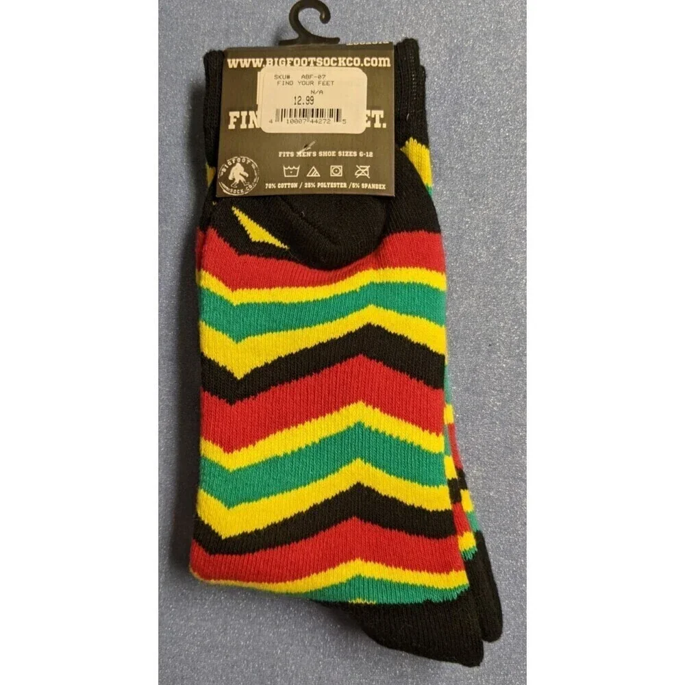 NWT~BIGFOOT SOCK CO. Multicolored Cotton Blend Men's Size 6-12